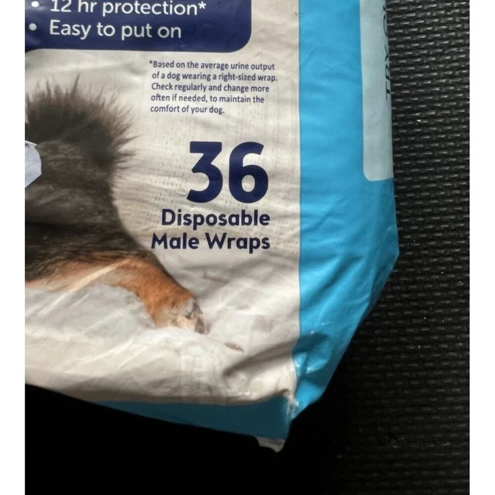Disposable Male Dog Wraps Medium 36 Count Stretchy Waistband Hartz Comfitables